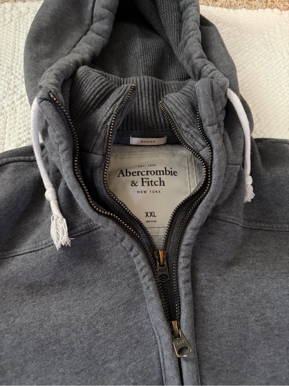 Abercrombie & Fitch Heavyweight Charcoal Gray Hooded Zip-Up Jacket